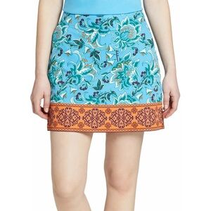 Lady Hagen Blue and Orange Floral Mini Skirt